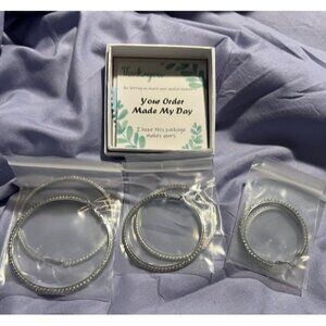 New 925 Sterling Silver Earrings Large Rhinestone Hoop Earrings Big Cubic Zircon